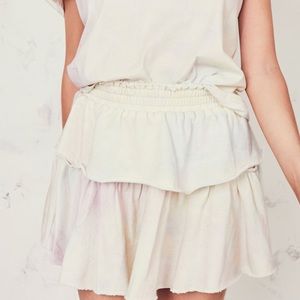 LOVESHACKFANCY Tie Dye Ruffle Mini Skirt